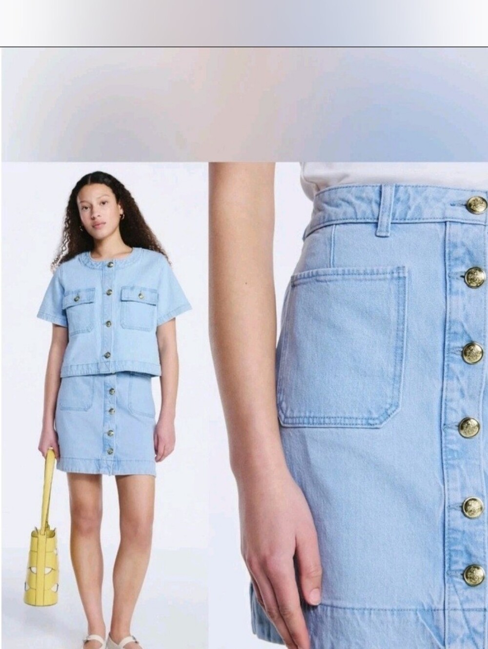 Free Assembly Women’s Button Front Denim Mini Skirt Size 4 | Light Wash